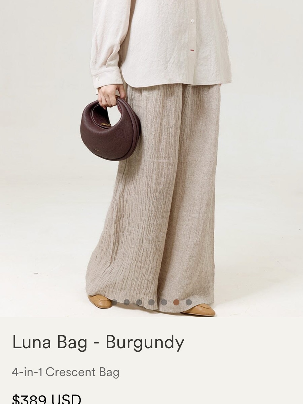 Songmont Luna Cresant Shaped Crossbody Bag in Burgundy 4 in 1 - Picture 10 of 12